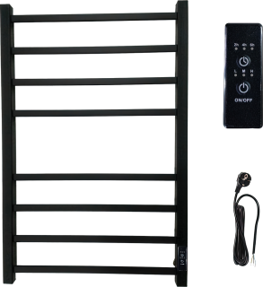 Полотенцесушитель электрический Маргроид Вид 81-10 профильный 60x50 R, с полкой, черный матовый
