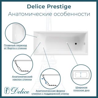 Ванна чугунная Delice Prestige DLR230623R 180х80 с отверстиями под ручки