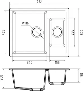 Мойка кухонная GranFest Терракот Quadro Q-610 K тер
