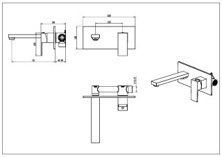 Встраиваемый смеситель для раковины Boheme Qubic 475-CB брашированная медь