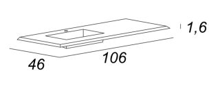 Левосторонняя раковина из искусственного мрамора Cezares 106x46 50213