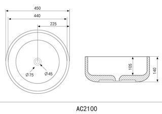 Раковина ABBER Bequem 45см чёрный матовый AC2100MB