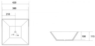 Раковина ABBER Rechteck AC2214 42см белый