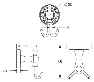 Крючок для ванной комнаты двойной Rose RG1021Q бронза