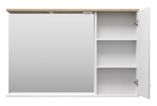 Зеркальный шкаф с подсветкой Misty Респект 120см правый белый/дуб Артизан