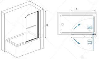 Шторка на ванну RGW Screens SC-114B 80см чёрный 411111408-14