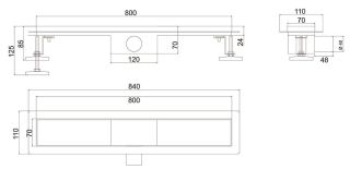 Душевой лоток РМС ТЛ-04-80х7 80см нержавеющая сталь