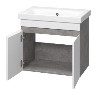 Подвесная тумба под раковину Misty Ронда 60см белый/бетон Чикаго светло-серый