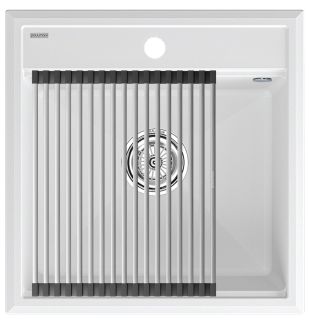 Комплект Paulmark: мойка Stepia 50 и ролл-мат Step PM115051-WH+R375-BS белый/брашированная нержавеющая сталь