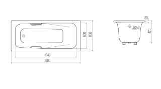 Ванна чугунная Goldman Saga SG18080 180x80см с ножками