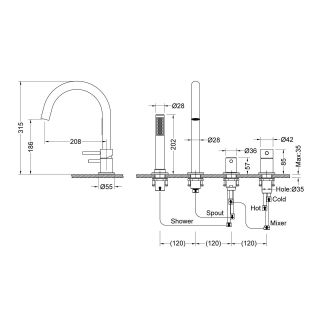 Смеситель на борт ванны Timo Saona чёрный 2320/03Y
