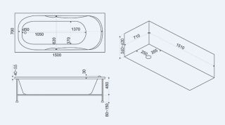 Фронтальная панель для ванны Bas Ибица Standart 150