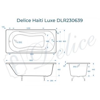 Ванна чугунная Delice Haiti Luxe DLR230639 180х80