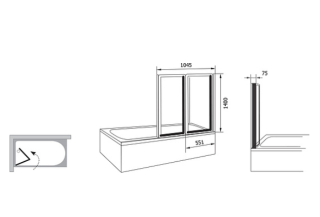 Шторка на ванну Ravak Supernova VS2 105 796M0100Z1 Transparent профиль белый