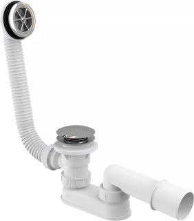 Слив-перелив для высокого душевого поддона AlcaPlast клик-клак хром A503KM