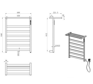 Полотенцесушитель электрический Wonzon & Woghand Frankfurt WW-A1026-BG 48x64 см брашированное золото
