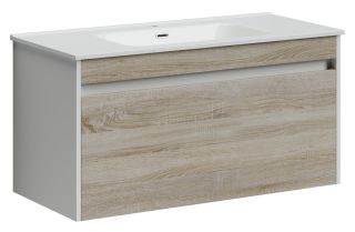 Подвесная тумба под раковину Sancos Smart SM100E 100см дуб бардолино/белый