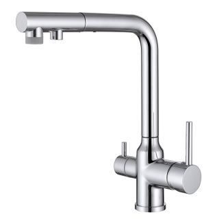 Смеситель для кухни ABBER Emotion AF8814 с подключением фильтра и выдвижной лейкой хром