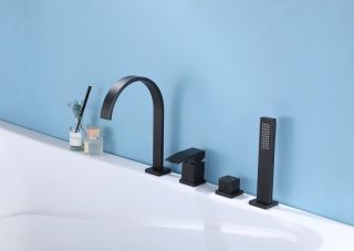 Смеситель на борт ванны ABBER Wasserfall чёрный матовый AF8613B