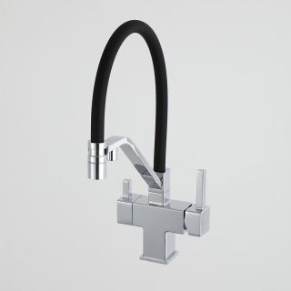 Смеситель для кухни Gappo G4395-60 с подключением фильтра питьевой воды и гибким изливом хром/чёрный