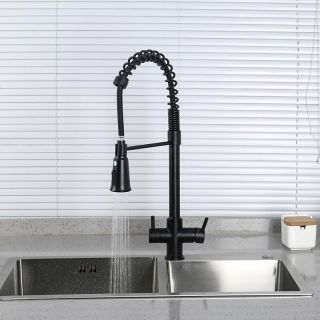 Смеситель для кухни Gappo G4398-66 с гибким выдвижным изливом и подключением фильтра питьевой воды чёрный