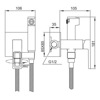 Гигиенический душ со смесителем Gappo G7217-13 золотой сатин