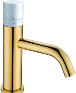 Смеситель для раковины Boheme Stick 121-G-MR-W золото/белый мрамор
