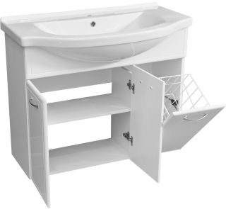 Тумба под раковину Stella Polar Концепт с корзиной 90см белый SP-00000134