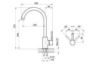 Смеситель для кухни Granula Standart ST-4031, ЧЁРНЫЙ