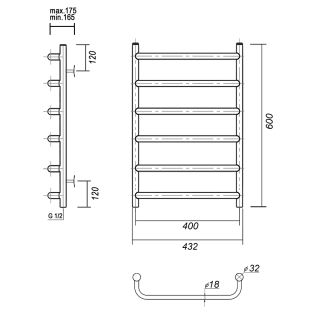 Полотенцесушитель водяной Domoterm Стефано П6 400x600 золото