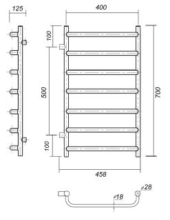 Полотенцесушитель водяной Domoterm Стефано П7 400x700-500 АБР античная бронза