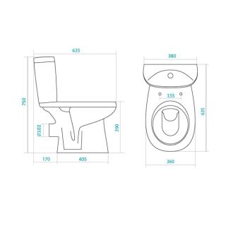Унитаз напольный Santek - Анимо с сиденьем дюропласт Soft-close, гориз. выпуск 1WH302135