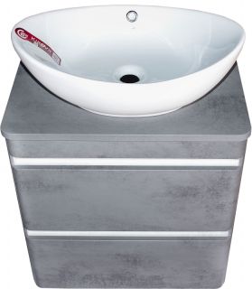 Тумба подвесная под раковину Style Line "Атлантика 60" СС-00002279 Люкс бетон темный, (2 ящ.), со столешницей, PLUS