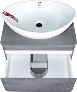 Тумба подвесная под раковину Style Line "Атлантика 60" СС-00002279 Люкс бетон темный, (2 ящ.), со столешницей, PLUS