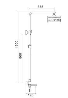 Душевая стойка Rose R1096H чёрный матовый