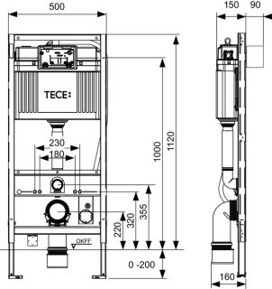 Tece Инсталляция для TOTO Neorest высота 1120 мм 9300344