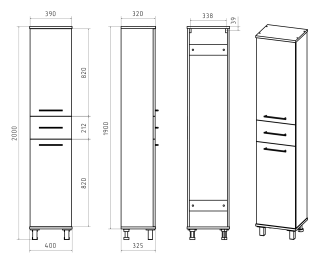 Напольный шкаф - пенал Misty Терра 40см левый белый