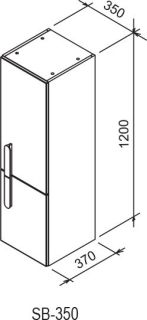 Ravak Шкаф боковой SB 350 Chrome R белый/белый