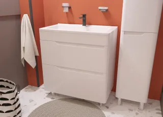 Напольная тумба с раковиной Kare Luxe ФР-00015241 90см два ящика белый