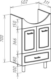 Тумба под раковину Bellezza Классик 55см белый 00000011074