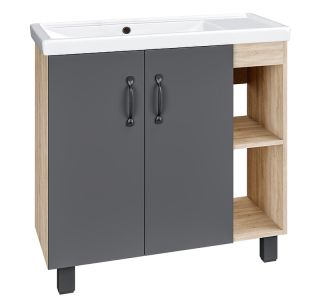 Тумба под раковину Bellezza Рона 80см серая/светлое дерево 00000011749