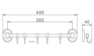 Планка с крючками для полотенец Haiba HB1915-5 хром
