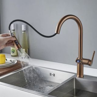 Смеситель для кухни с индикатором температуры Knotlor KN-100/RB, бронза