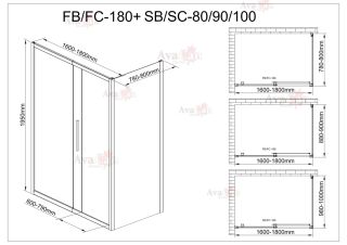 Душевой уголок AvaCan FС 160-180 + SС80 хром