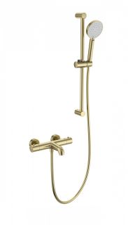Смеситель для ванны с душевым гарнитуром Wonzon & Woghand WW-C2006-A-BG с термостатом брашированное золото