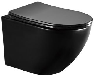 Подвесной унитаз ABBER Bequem безободковый чёрный матовый AC1100MB