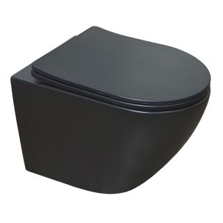 Унитаз подвесной Azario Gloria AZ-2003MB безободковый с сиденьем микролифт чёрный матовый