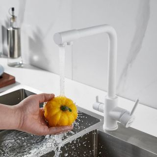 Смеситель для кухни Shevanik S328C с подключением фильтра белый