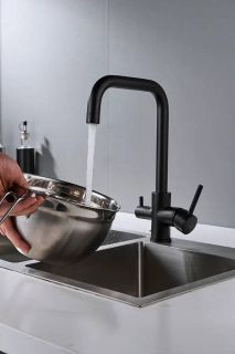 Смеситель для кухни Shevanik S228H с подключением фильтра чёрный