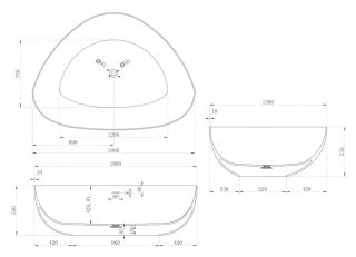 Ванна из искусственного камня ABBER Stein AS9608 130x180см белый матовый